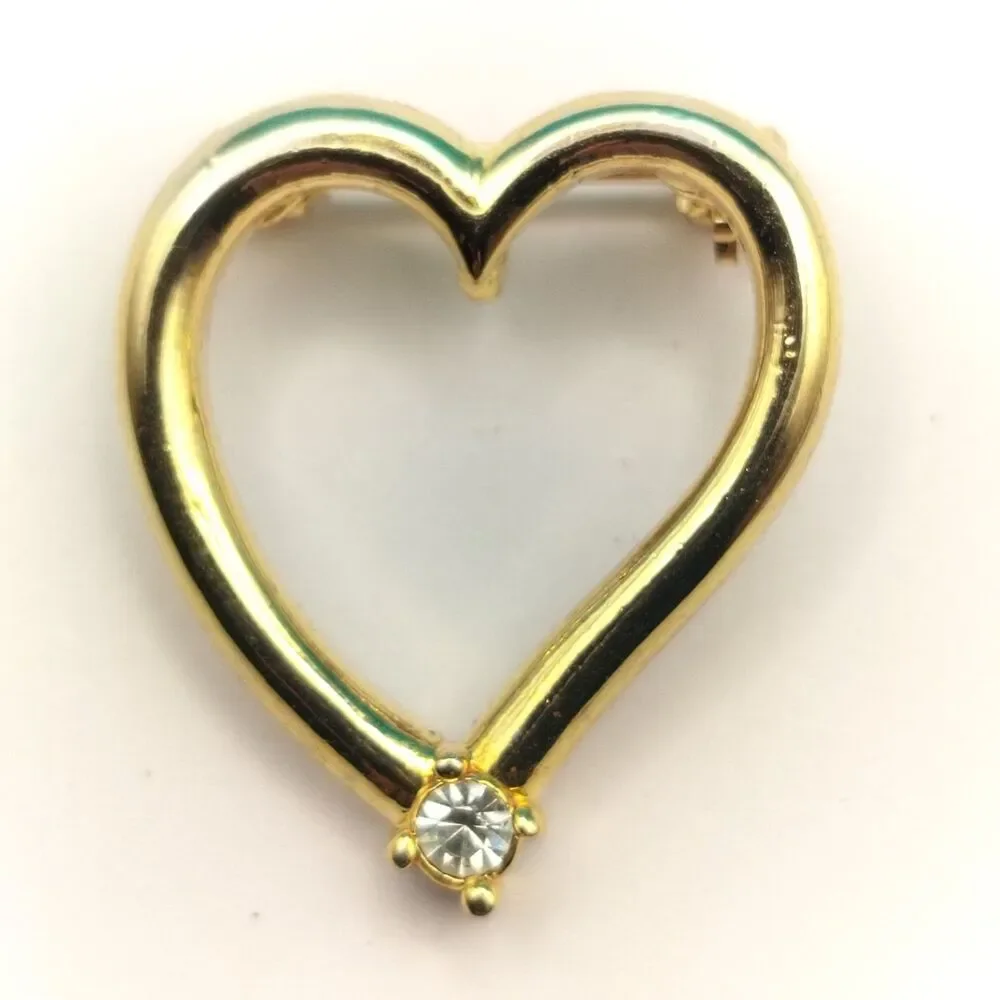 Open Heart Brooch Pin Approx 1